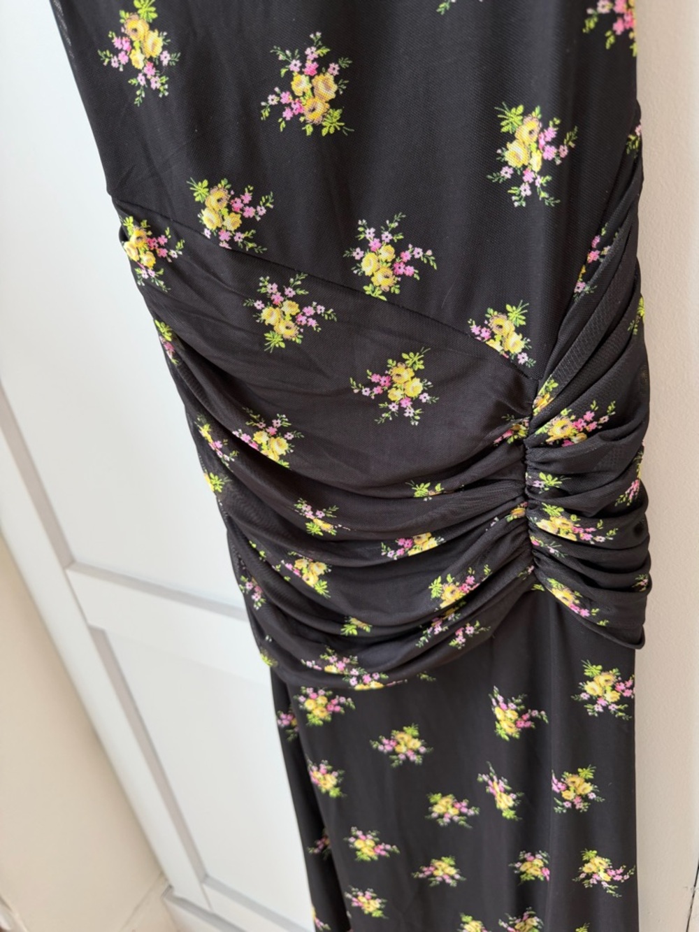 AFRM Black Floral Mesh Midi Dress - Picture 3 of 5